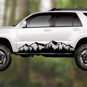 Rocky Mountain and Trees Vinyl Banner Decal – Side Graphic for Trucks, SUVs & Overland Rigs